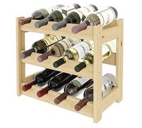Lenmar Casier à Vin Range Bouteilles Horizontal, Serie RW-1, Étagère à Vin en Bois Naturel, Couchages, pour 12-91 Bouteilles Vin, Casier Cave Etagères Porte-Bouteilles (RW-1-12, 38 x 43 x 25)
