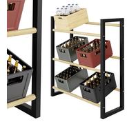 Lenmar, LOFT K Support pour caisses à boissons en bois de pin, très stable et peu encombrant, 116 x 103 x 40 cm, noir, à 6 caisses, autoportant, extrêmement stable