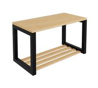Lenmar, LOFT SBN 60 Banc à chaussures avec 2 étagères Meuble à chaussures en bois étroit Banc de rangement à chaussures 80 x 60 x 40 cm pour couloir, salon, structure en métal, assise vintage