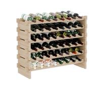 Lenmar RW-STK RW-STK Casier à vin en bois, capacité de 48 à 60 bouteilles, 6 niveaux, couleur beige, idéal pour la cave ou le salon, étagère décorative, étagère de cave robuste pour bouteilles de vin