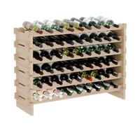 Lenmar RW-STK RW-STK Casier à vin en bois, capacité de 48 à 60 bouteilles, 6 niveaux, couleur beige, idéal pour la cave ou le salon, étagère décorative, étagère de cave robuste pour bouteilles de vin