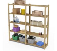 Lenmar Série B Étagère en Bois Pin Bois Beige Clair B-03 170x170x40cm 5 Tablettes Bibliothèque Étagère en Bois Étagère Murale Étagère avec 5 Niveaux Étagère de Bureau pour Salon Étagère de Rangement