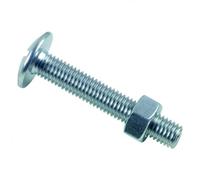 LENNIE, Boulon poêlier tête ronde large, Ø6x80, Boulons poêlier tête ronde large,en acier zingué blanc, Empreinte fendue en croix, avec écrou hexagonal, Livré avec écrou, Boite de 100