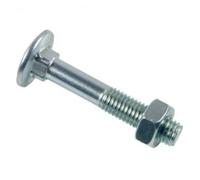 LENNIE, Boulon Tête ronde collet carré TRCC, Zingué blanc, Ø7x40, Boulons TRCC avec écrous 6 pans, Tête ronde collet carré, En acier zingué, Norme DIN 603, Boite de 200