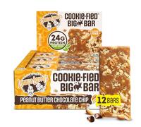 Lenny & Larry's - The Complete Cookie-fied Big Bar (12x90g) Peanut Butter Chocolate Chip - Saveur beurre de cacahuète et chocolat - 24 g de protéines par barre - Végan - Parfait après l'entraînement