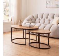 Lenny - Lot De 2 Tables Basses Gigognes Ovales - Chêne