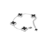 Lenoites Bracelet 'Four-leaf Clover 16' noir / argent, Taille One Size