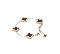 Lenoites Bracelet 'Four-leaf Clover 18' or rose / noir, Taille One Size