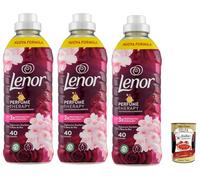 Lenor Adoucissant concentré 40, jasmin, rouge écarlate, fraîcheur longue durée et douceur d'origine végétale, 3 x 840 ml + Italian Gourmet Polpa 400 g