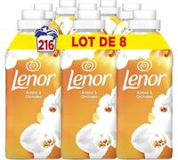 Lenor Adoucissant Lenor 216 Lavages (8 X 27 Lavages), Ambre Et Orchidée, 24h De Fraîcheur Relaxante, Avec Une Touche D¿Huiles Essentielles