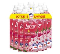 Lenor Adoucissant Linge, 480 Lavages (12x40), Fleur de Cerisier, Collection Bien-être Avec Une Touche d’Huile Essentielle, Formule Fraîcheur Ultra Concentrée, Fabriqué en France