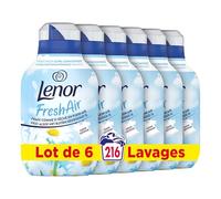 Lenor Fresh Air Adoucissant 216 Lavages (36x6), Gamme Peaux Sensibles, Protection Anti-Odeurs, Fraîcheur Ultra Concentrée, Fabriqué En France