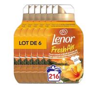 Lenor Fresh Air Adoucissant 216 lavages (36x6), Parfum Soleil Tropical, Protection Anti-Odeurs, Fraîcheur Ultra Concentrée, Fabriqué En France