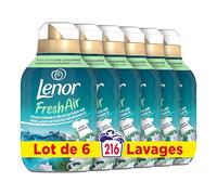 Lenor Fresh Air Adoucissant 216 lavages (36x6), Parfum Solstice Boréal, Protection Anti-Odeurs, Fraîcheur Ultra Concentrée, Fabriqué En France