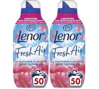Lenor Fresh Air Adoucissant 50 Lavages, Parfum Jardins en Fleurs, Protection Anti-Odeurs, Fraîcheur Ultra Concentrée (Lot de 2)