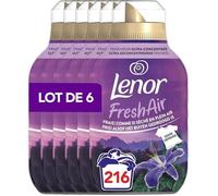 Lenor Fresh Air Adoucissant Éclat de Minuit, 216 Lavages (6 x 36 Lavages), Fraîcheur Ultra Concentrée