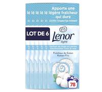 Parfum de linge Lenor Light, 78 lavages (6 x 155g), Fraîcheur de Coton, fraîcheur douce qui dure