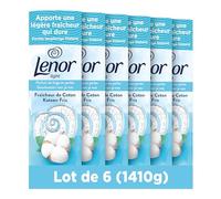 Lenor Parfum de linge Light 100 Lavages (235g x 6), Fraîcheur de Coton, fraîcheur douce qui dure