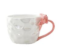 Lenotoon Elegant And Colorful Pearl Glazed Bow-Knot Water Cup, A High-Value Choice For Women And Couples. The Cup Features A Handle And Comes In A Pink