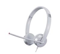 Lenovo Casque stéréo 100 – Isolation du bruit, microphone à 180°, conçu pour VOIP – Gris Nuage