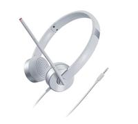 Lenovo 100 - Casque stéréo analogique (Isolation du Bruit, Microphone à 180 degrés, conçu pour VOIP, Sangle réglable et Bras Extensible) - Gris Nuage