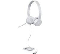 Lenovo 110 Écouteurs analogiques stéréo (isolement du Bruit), Microphone à Bras Rotatif, Cache-Oreilles en Cuir et Mousse à mémoire de Forme, Certification Work with Chromebook de Google - Gris Nuage