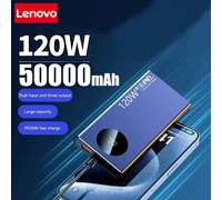 Lenovo 120W 50000mAh Power Bank Super Fast Charging Portable Ultralarge Capacity Mobile External Battery For iphone For Xiaomi White 30000mAH