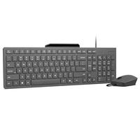 Lenovo 310 USB-A Combo Clavier et Souris avec câble (capteur Optique Rouge, 2000 dpi, 3 Boutons, Scroll, Clavier résistant aux éclaboussures, Support pour Mobile, USB-A) QWERTY Espagnol - Gris