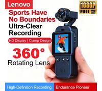 Lenovo 360 ° Caméra d'action portable à fixation poitrine 1080P HD anti-tremblement WiFi, longue autonomie, enregistrement grand angle pour le cyclisme Only A 32GB Card