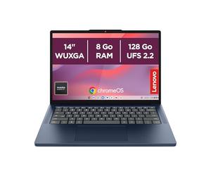 Lenovo Chromebook 14M8911 - Ordinateur Portable 14'' WUXGA (MediaTek Kompanio 540, RAM 8Go, SSD 128Go, Arm Mali-G57 MC2 GPU, Chrome OS) Clavier AZERTY Français - Cosmique Bleu