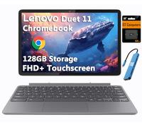 Lenovo Chromebook Duet Gen 9 11" FHD+ 2-en-1 Tablette tactile ordinateur portable (MediaTek Kompanio 838 8 cœurs, 4 Go, 128 Go de stockage (64 Go + 64 Go SD), clavier amovible) Webcam 8 MP, Wi-Fi 6