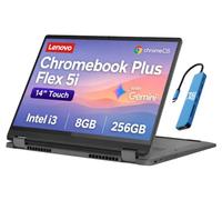 Lenovo IdeaPad Flex 5i Chromebook Plus 14" FHD+ Ordinateur portable à écran tactile 2 en 1 (Intel Core i3-1315U, 8 Go de RAM, 256 Go de stockage), webcam FHD, rétroéclairé, Chrome OS, avec Google AI,