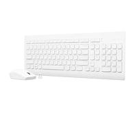 Lenovo Combo sans fil 510 avec récepteur USB 2,4 GHz, clavier fin pleine taille, pavé numérique complet, souris optique 1200 DPI, gaucher ou droitier, GX30W75336, blanc