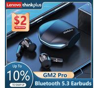 Lenovo - écouteurs sans fil Bluetooth 5.3, GM2 Pro, oreillettes de jeu, faible latence, appel HD, double Mode, avec micro, originaux White Clearer Kit
