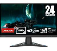 Lenovo G24qe-20 - Moniteur Gaming 23,8" 2K QHD avec EyeSafe (IPS, 100Hz, 1ms, HDMI + DP, câble HDMI, FreeSync, Base métallique) Réglage d'inclinaison - Noir