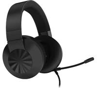 Lenovo H210 - Casque de jeu filaire (contrôle marche/arrêt, volume, microphone antibruit unidirectionnel, compatible PC, Playstation 5, Xbox One, Switch), Noir