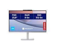 Lenovo IdeaCentre A100 Ordinateur de Bureau Tout-en-Un Écran 24" FHD, Intel N100, 512Go SSD, RAM 8Go, WiFi 6, Windows 11 H, Clavier français et Souris sans Fil