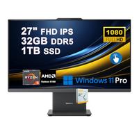 Lenovo IdeaCentre AIO Ordinateur de bureau | Écran tactile FHD IPS 27" (99 % sRGB) | AMD 6 cœurs AMD Ryzen 5 7535HS | 32 Go DDR5 1 To SSD | Haut-parleur Harman de type C Wi-Fi6 5MP Caméra Win11Pro