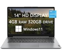 Lenovo Ideapad 1 Ordinateur portable HD 14" pour étudiant et entreprise, processeur Intel Celeron N4020, 4 Go de RAM, 320 Go (64 Go SSD + carte 256 Go), Bluetooth, USB-C, charge rapide, webcam,