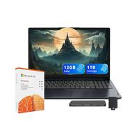 Lenovo IdeaPad 1 Ordinateur portable HD 15,6", Intel Celeron N4500, 12 Go de RAM, 512 Go SSD + 128 Go eMMC, carte graphique Intel UHD, 1 an Office 365, Num Pad, Wi-Fi 6, Win 11, bleu abysse, station