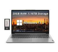 Lenovo IdeaPad 1 Ordinateur portable HD 15,6", Intel Pentium Silver N6000, 20 Go de RAM, 1,16 To de stockage (SSD 1 To + station d'accueil 160 Go), carte graphique Intel UHD, Num Pad, webcam, 1 an de