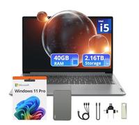 Lenovo IdeaPad 1 Ordinateur portable professionnel FHD 15,6", Intel i5-1235U, 40 Go de RAM, 2,16 To de stockage (SSD de 2 To et station d'accueil de 160 Go), carte graphique Intel Iris Xe, pavé