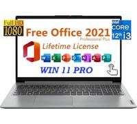 Lenovo Ideapad 1i Ordinateur portable pour entreprises et étudiants, écran tactile FHD de 15,6", Intel Core i3-1215U, Windows 11 Pro, avec bureau à vie 2021, type C, gris nuage (40 Go de RAM | SSD 1
