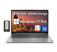 Lenovo IdeaPad 1i Ordinateur portable professionnel FHD 15,6 po, Intel i5-1235U, 16 Go de RAM, 800 Go de stockage (SSD 512 Go + station d'accueil 288 Go), carte graphique Intel Iris Xe, Num Pad,