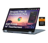 Lenovo IdeaPad Flex 5i Chromebook Plus Ordinateur portable 2 en 1 (écran tactile FHD+ 14 po, Intel 6-Core i3-1315U, 8 Go de RAM, 512 Go de stockage (256 Go + 256 Go IST SD)) pour entreprise, maison