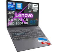 Lenovo IDEAPAD Ordinateur Intel i7-13620H 10 Coeurs 4.9Ghz, Clavier rétroéclairé AZERTY, RAM 24Go DDR5, SSD 1000Go, écran 15,6 FULLHD, WiFi6E Certificat, 1920x1200 300nits, Windows 11 Pro configuré