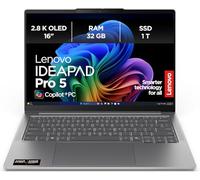 Lenovo IdeaPad Pro 5 AI Ordinateur portable | Écran OLED 16" 2,8 K | Copilot+ PC | AMD Ryzen AI AI 7 350 | 32 Go de RAM | SSD 1 To | Carte graphique AMD Radeon | Windows 11 Home | QWERTZ | Gris Luna |