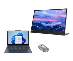 Lenovo IdeaPad Slim 3i 15 + L15 FHD Mobile Monitor & Bluetooth Silent Mouse Processeur Intel® Core 3 100U coeurs E jusqu'à 3,30 GHz coeurs P jusqu'à 4,70 GHz, Windows 11 Famille 64, 512 Go SSD M.2 224