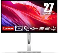 Lenovo L27h-4A | Moniteur QHD 27" | 2560 x 1440 | 100 Hz | 350 nits | Temps de réponse de 1 ms | USB-C | USB-A | HDMI | DisplayPort | Panneau IPS | Haut-parleur intégré | Gris