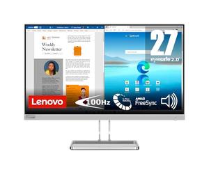 Lenovo L27i-40 | Moniteur Full HD 27" | 1920 x 1080 | 100 Hz | 300 nits | Temps de réponse 4 ms | HDMI | VGA | AMD FreeSync | Gris